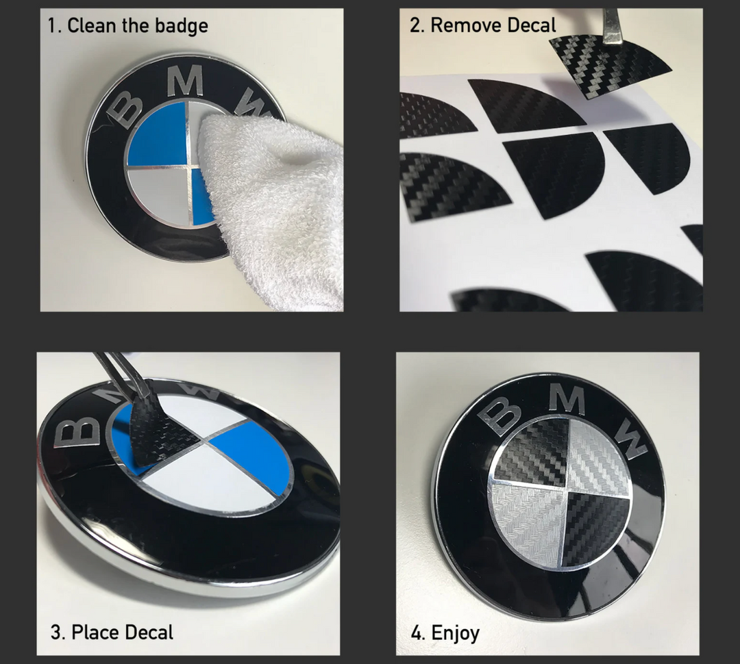 BMW Badge Decals Carbon Fiber Print (Multi-Colors)